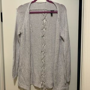 Soft, long-ish sweater with lace detail